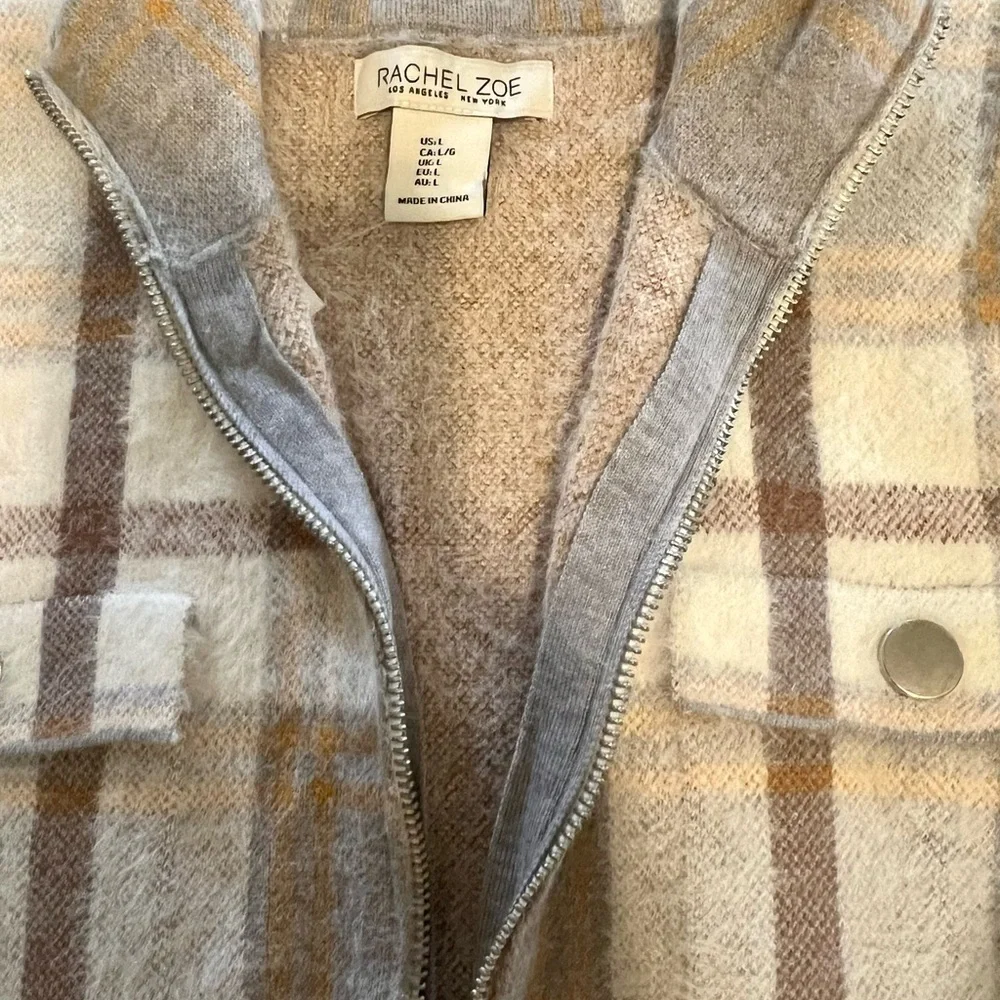 NWT Rachel Zoe Plaid Utility Jacket in Cream and Tan. Super soft. - Picture 4 of 5